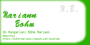 mariann bohm business card